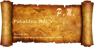 Patatics Mór névjegykártya